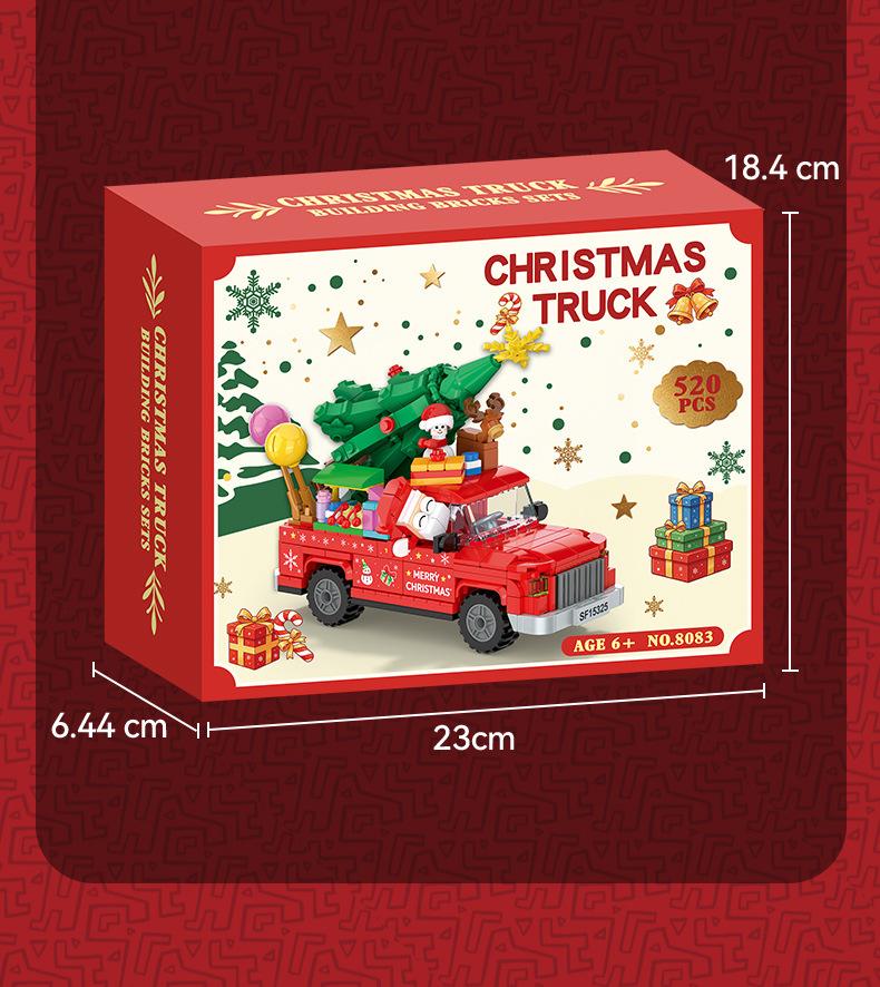 Christmas Truck Building Blocks Set, 520PCS DIY Bricks Model, Xmas Car Decor Gift for Kids Age 6+
