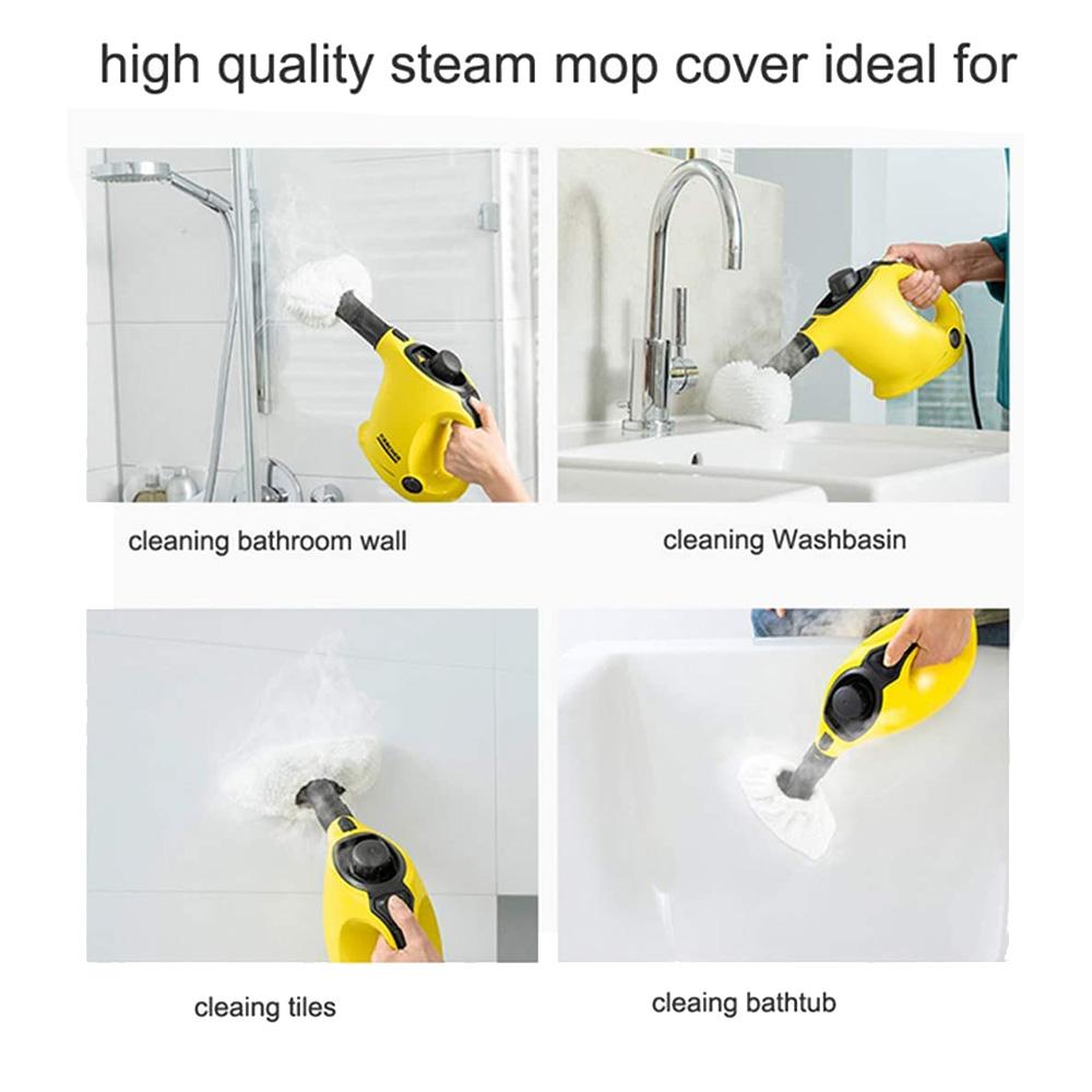 3 Stück Baumwoll-Frottee-Abdeckpolster + 3 Stück Nylon-Rundbürsten für Dampfreiniger der Kärcher SC-Serie SC1 SC2 SC3 SC4 SC5