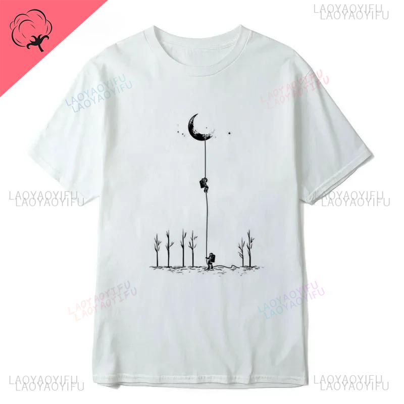 Quality Cool Funny Astronaut Print Casual Loose for Men Oneck Streetwear T Shirt Summer Casual Harajuku Mens Tshirt Top