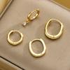 4 Pcs Luxury Gold Plated Zircon Hoop Earrings Set for Women Geometric Pendant Huggie Punk Unisex Rock Earring Piercing Jewelry