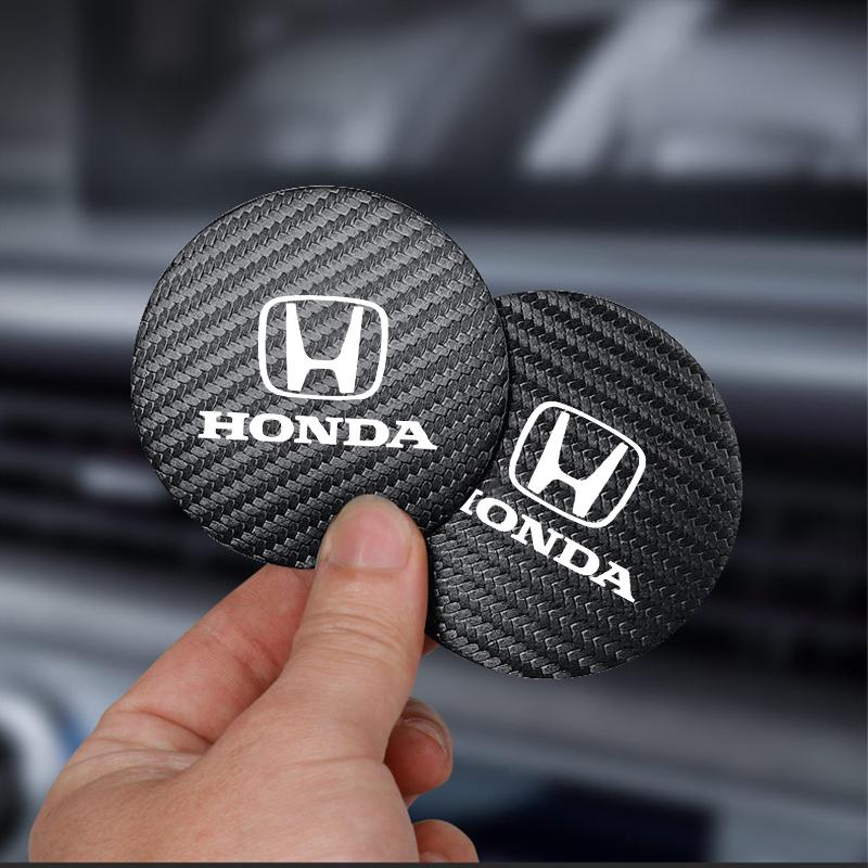 2Pcs Car Water Cup Pad Leather Sound Insulation Mat For Honda Civic Accord Crosstour Spirior Odyssey Avancier UR-V Sienna CR-Z