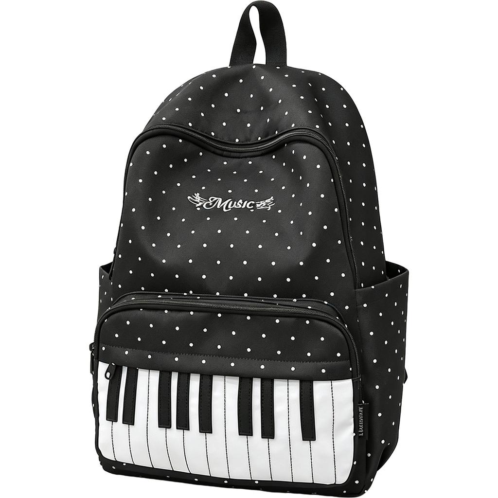 Piano Pattern Backpack for Teen Girls High School Students Cute Versatile Campus Travel Bookbag