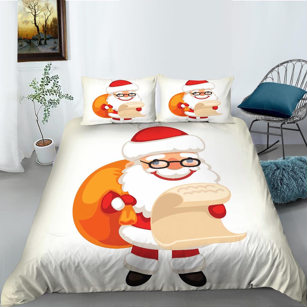 Christmas Decoration Quilt Cover Pillowcase Two Three Piece Set Polyester 3D Digital Printing Holiday Gift