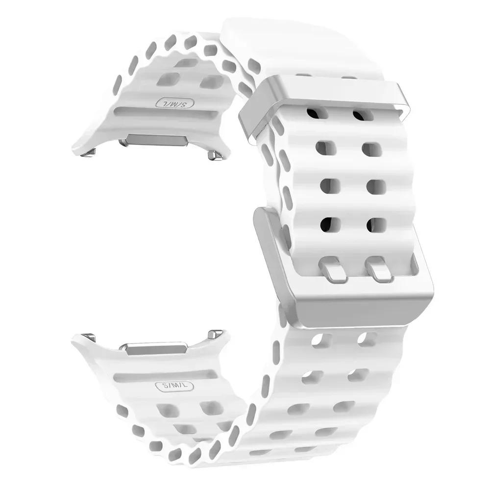 NEW Marine Silicone Strap For Samsung Watch 7 Ultra 47mm Bracelet No Gaps Sport Two-tone Band for Galaxy Ultra Watchband Straps