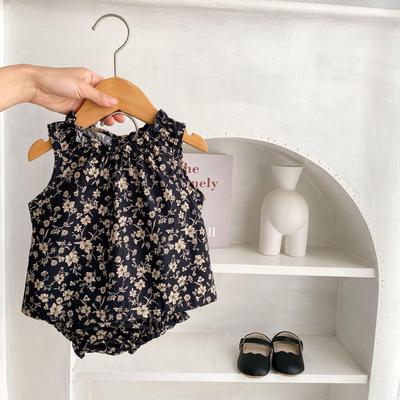2024 Summer Baby Girl Floral Sleeveless Top & Shorts Set