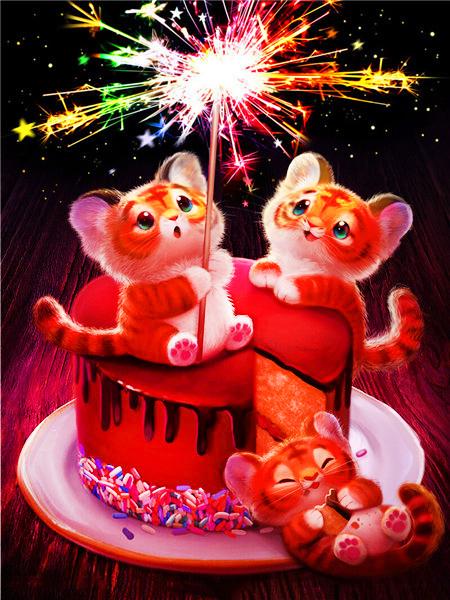 Diamond Painting Kit Cake Animal Food Full Square/round Embroidery Mosaic Dragon Rabbit Cross Stitch Home Decor