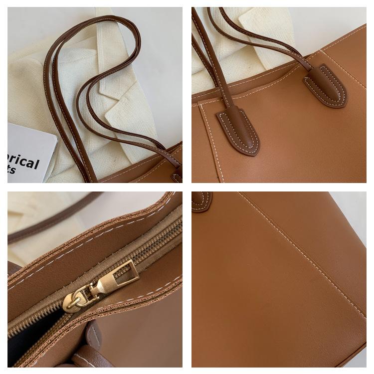 Retro Large Capacity Faux Leather Tote Bag for Women, Vintage Style Work Shoulder Handbag, Street Chic Commuter Purse