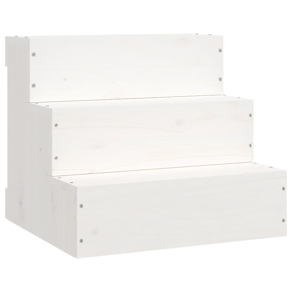 Vidaxl Pet Stairs, White, 40X37.5X35 Cm, Solid Pine Wood