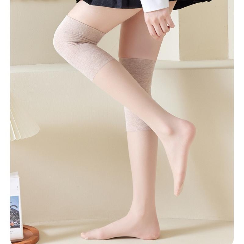Women's Knee High Stockings for Air Conditioned Rooms Thin Seamless Over The Knee Long Stockings Cat Paw Pattern Anti Slip Anti Snagging Stockings