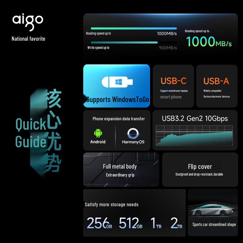 aigo U397 Dual Interface USB 3.2 SSD Flash Drive