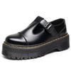 Zapatos de mujer con T-strap de suela gruesa y Mary Jane, zapatos de cuero bajos de cuero genuino, zapato muffin de estudiante de moda