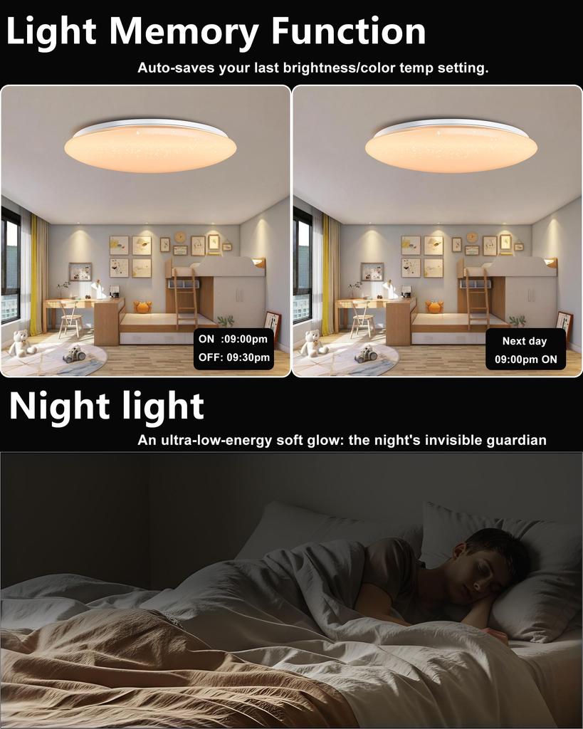 Chysongoods 50cm 55W LED Deckenleuchte Dimmbar & Farbtemperatur Einstellbar RGB Ambiente Integrierter Bluetooth-Lautsprecher Alexa Kompatibel für den Innenbereich