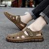 FashionGenuine Leather Men Sandals Big Size Summer Shoes Outdoor Casual Sandals Cowhide Beach Shoes Two Uses Men's Sandals Slippers