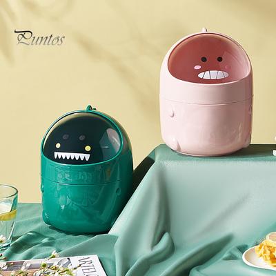 Waste Bin Lidded Multi Use Plastic Lovely Desktop Flip Top Small Rubbish Can Household Supplies
