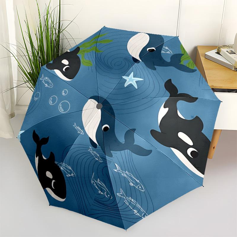 1pc Whale Ocean Automatic Open/Close Umbrella with One Touch Button,, Windproof Design   Lightweight Portable Umbrella for Women & Men6110