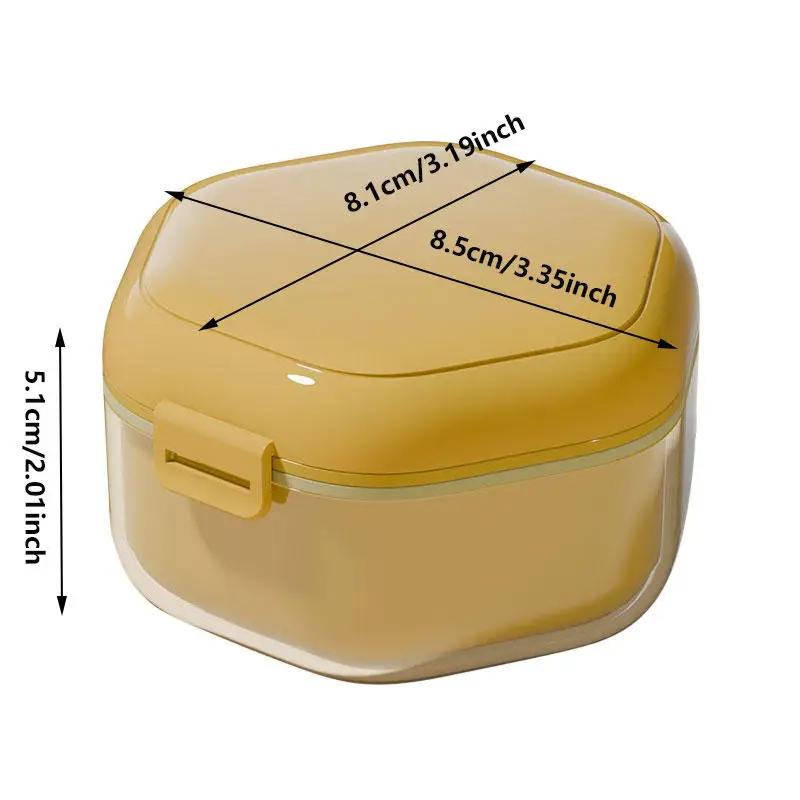 UNTIOR Orthodontic Retainer Braces Storage Soaking Box with Strainer Denture Cups Portable Daily Travel Denture Cleaning Holders