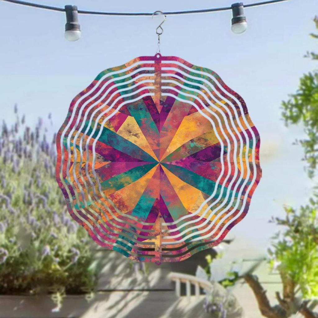 10 Zoll Metall-Windspiel für den Außenbereich mit drehbarem Haken, Sonnenstrahl-Design für Garten-Balkon-Dekor, langlebig, batteriebetrieben, Geschenk für Familie, Freunde