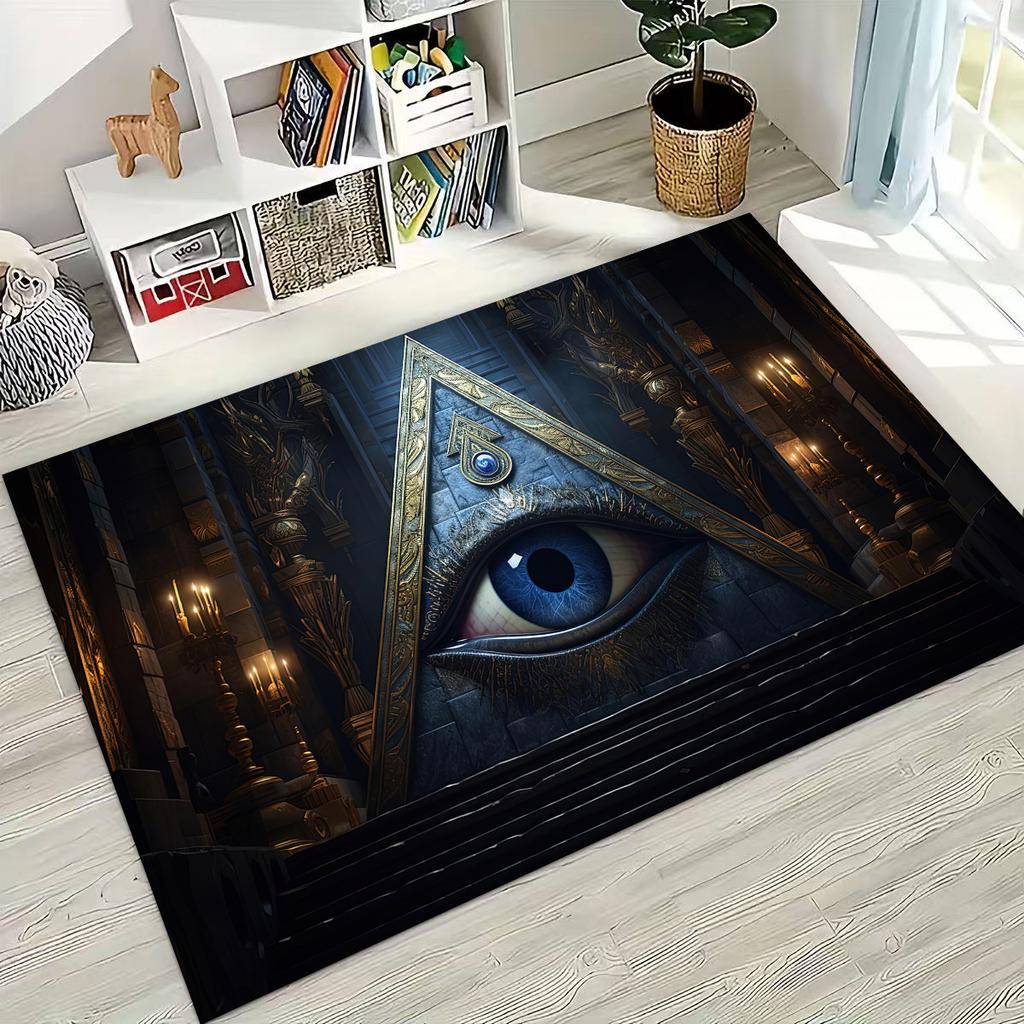 Krásné Vševidoucí oko zednářství Zlé oči Koberec do ložnice obývacího pokoje k pohovce Domácí rohožka Dekor, Dětská hrací protiskluzová podložka na podlahu