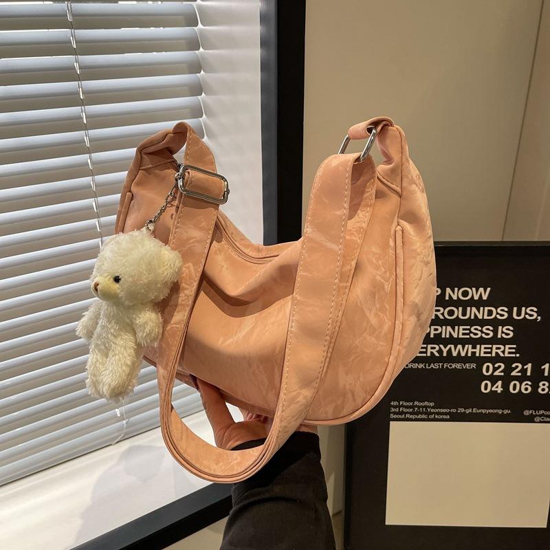 Large Capacity Bag Women's New Fashion Shoulder Messenger Bag Commuter Solid Color Tote Bag