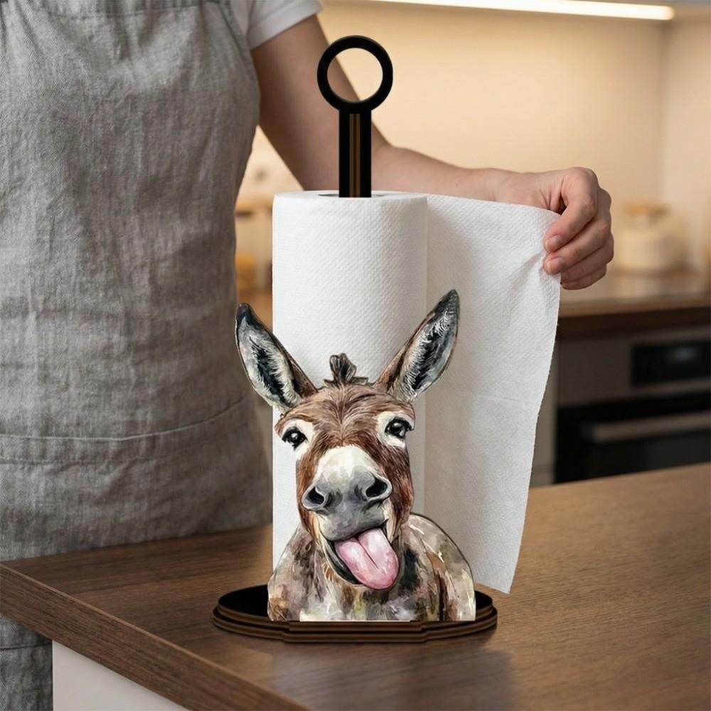 Food Wrap Kitchen Towel Rack Wooden Roll Paper Standing Rack Animal Wooden Tissue Holder Party