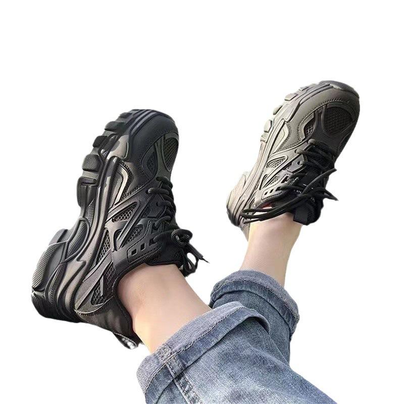Mesh breathable thick-soled high-white shoes women's 2025 summer new casual dad shoes thick-soled muffin Korean version tide