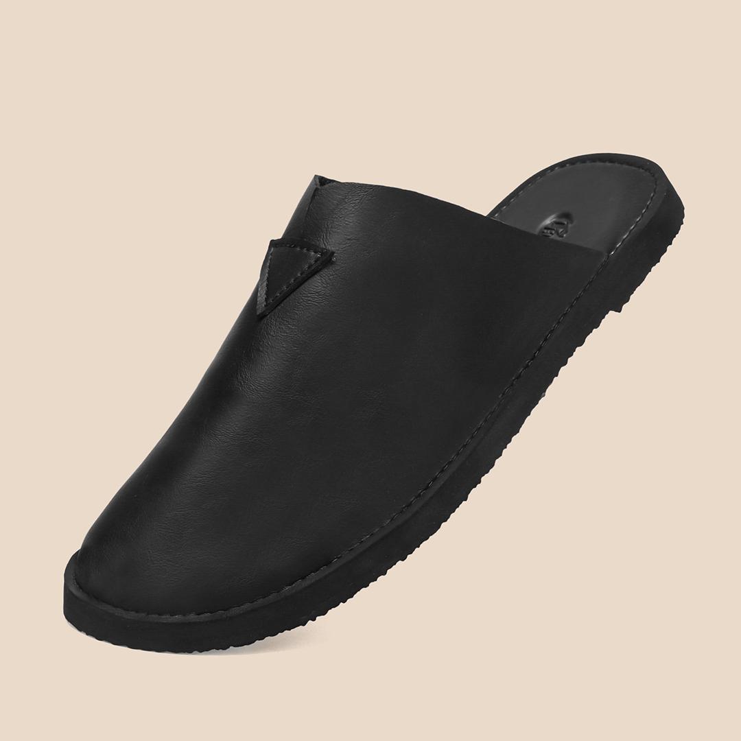 

All-match Men s Muller Shoes 2025 New Slip on Casual Shoes Summer Men s Sandals Outdoor Beach Leather Slippers Open-toe Flats 44 чёрный