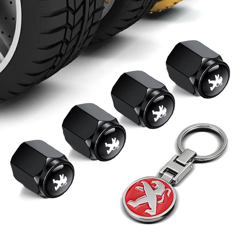 Styling Car Tire Wheel Valve Caps Cover Car Keychain Keyring For Peugeot 206 307 308 3008 207 208 407 508 2008 5008 205 Keyring