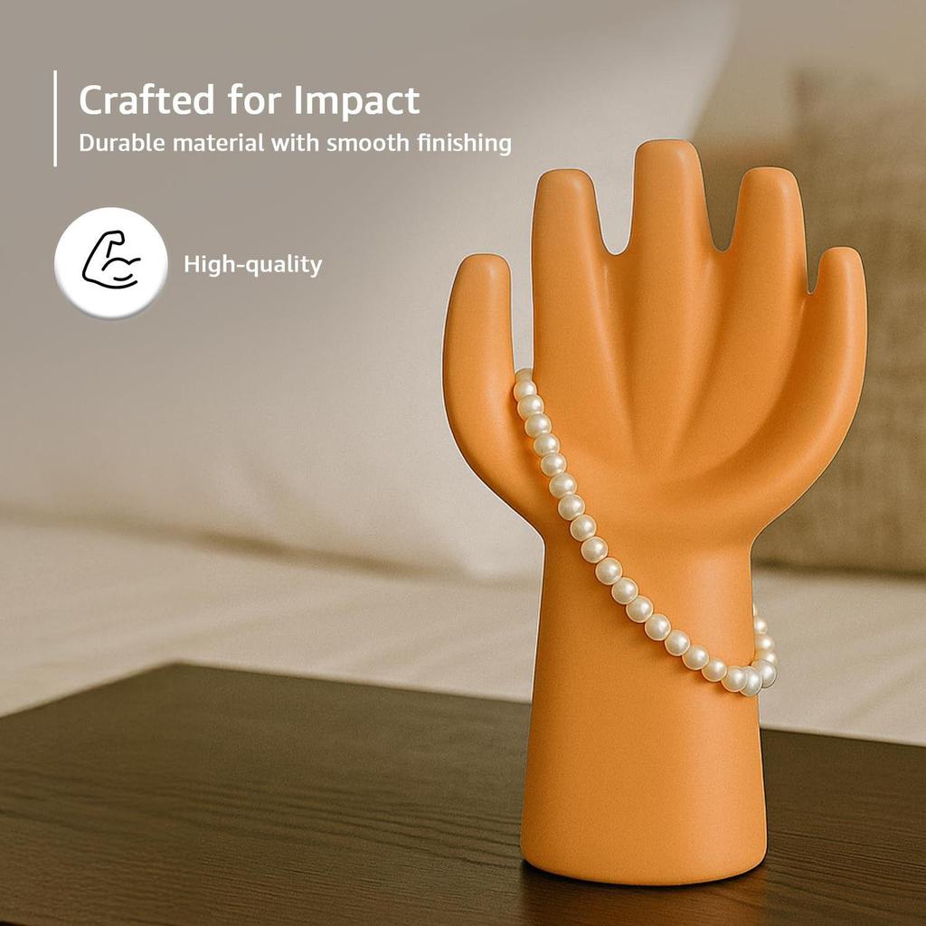 Moderne Abstrakte Hand Keramikfigur | Symbol für Eleganz & Kreativität | Ein luxuriöser Hauch für Ihren Raum | Packung mit 1, Pfirsich