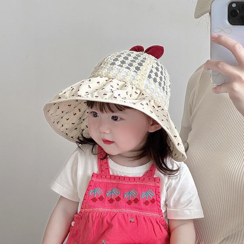 Baby Summer Breathable Cotton Sun Hat With Wide Brim For Outdoor Sun Protection