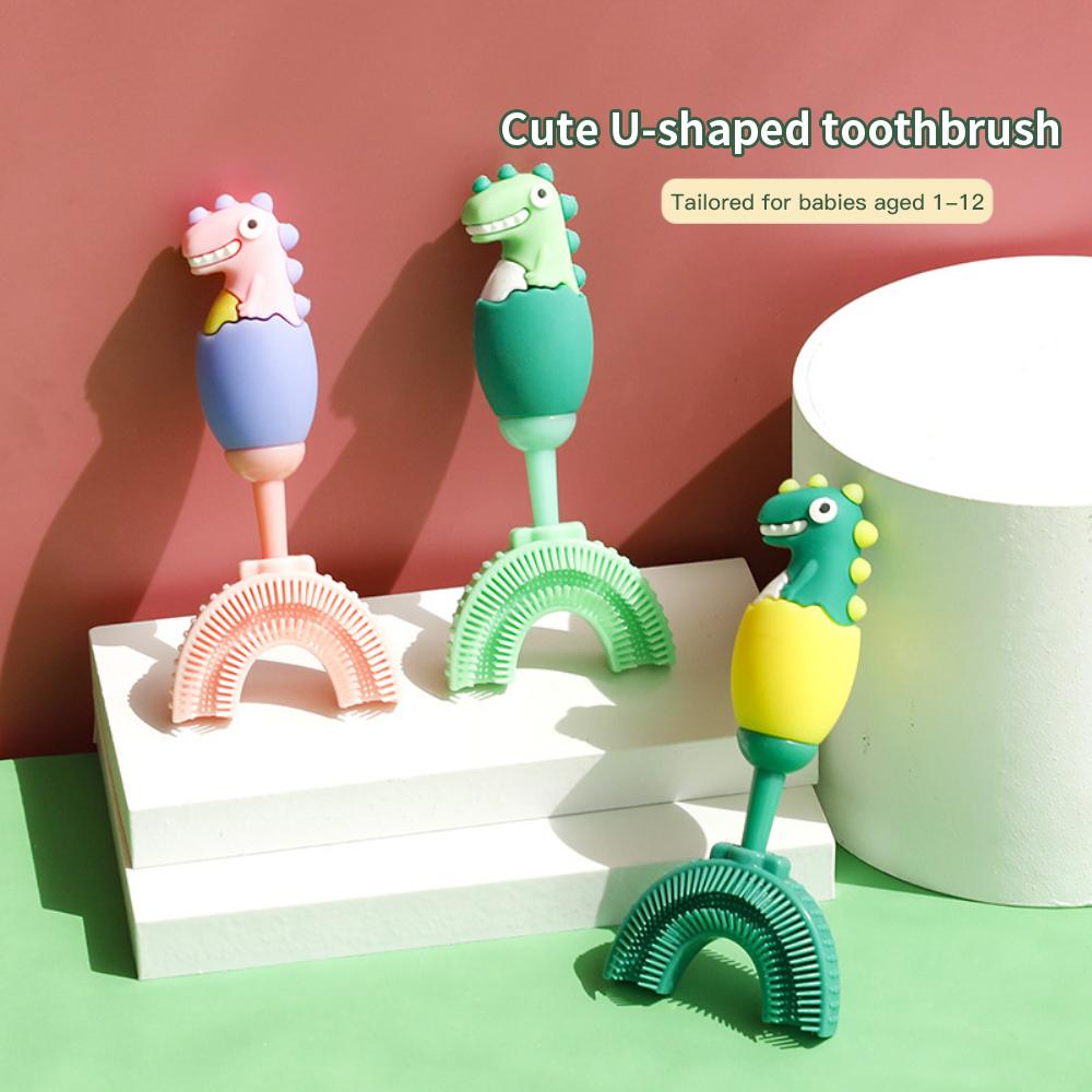 U-förmige Zahnbürste, manuelle Kinderzahnbürste, Zahnreinigungswerkzeug, weiches Silikon, Zahnaufhellungs-Reinigungswerkzeug, Cartoon-Mundbürste