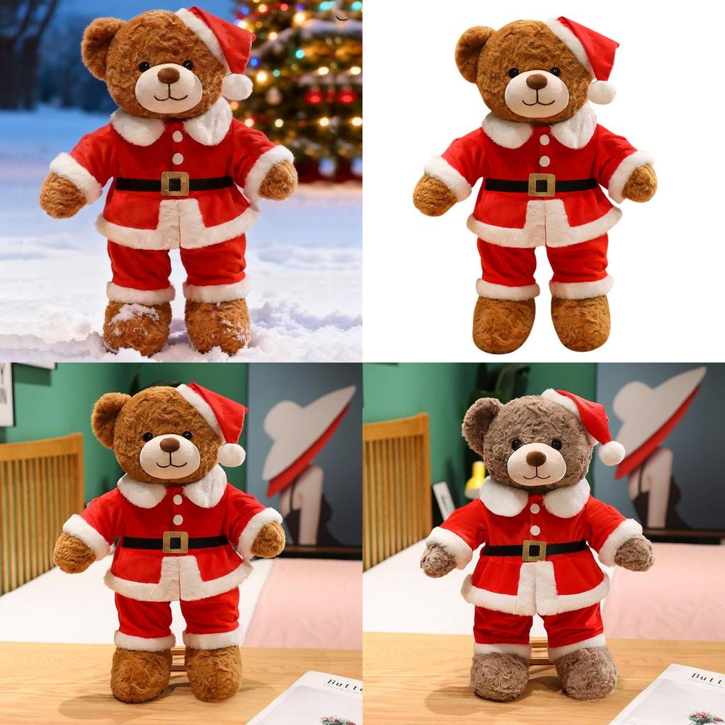 Christmas Teddy Bear Plush Toy With Santa Claus Costume Design For Holiday Decor And Gift Giving