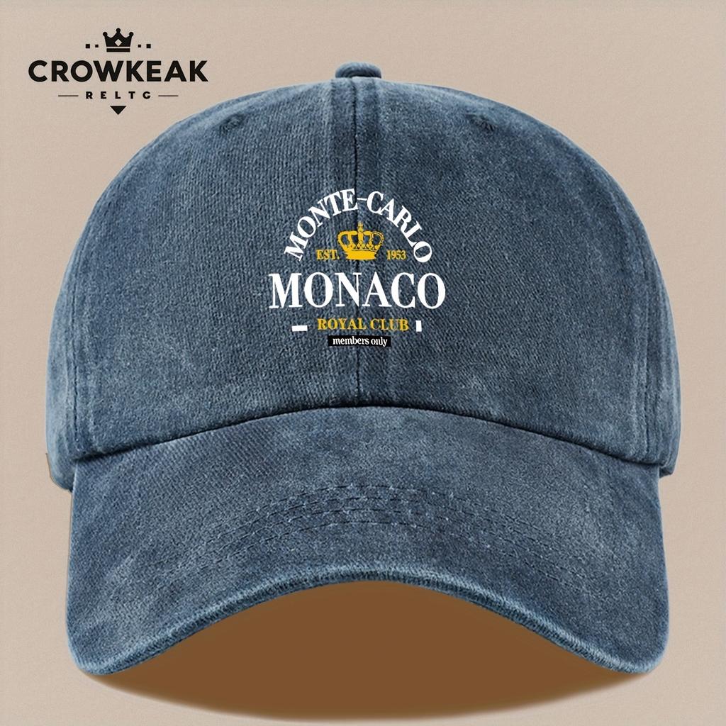 Casquette de baseball Vintage Monaco Royal Club Imprimé Snapback Réglable Chapeau Léger Unisexe pour Pêche en Plein Air Plage BBQ
