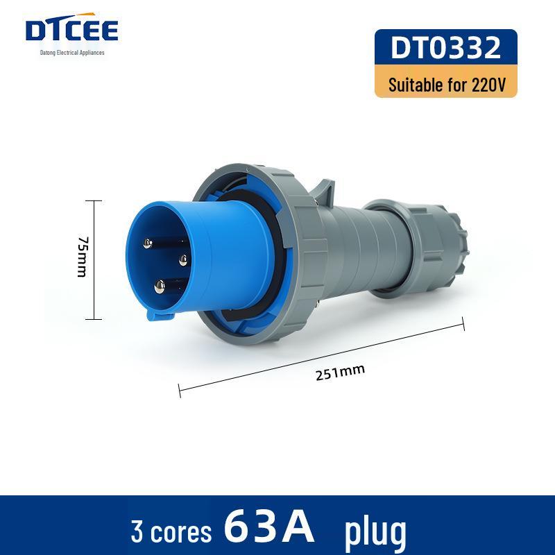 IP67 Three-Phase Industrial Plug Socket: 63A/125A, Waterproof, Aviation Plug, Male-Female, 3/4/5 Core.
