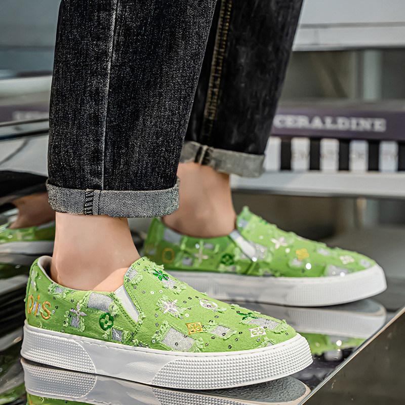 Nová móda Zelené pánské letní mokasíny Prodyšné ploché plátěné boty Pánské nazouvací ležérní boty Pánské espadrilky mokasíny