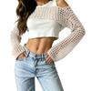 Women's Sunscreen Hollow Long Sleeve Backless Bikini Beach Dress Knit Sweater Cover-Up