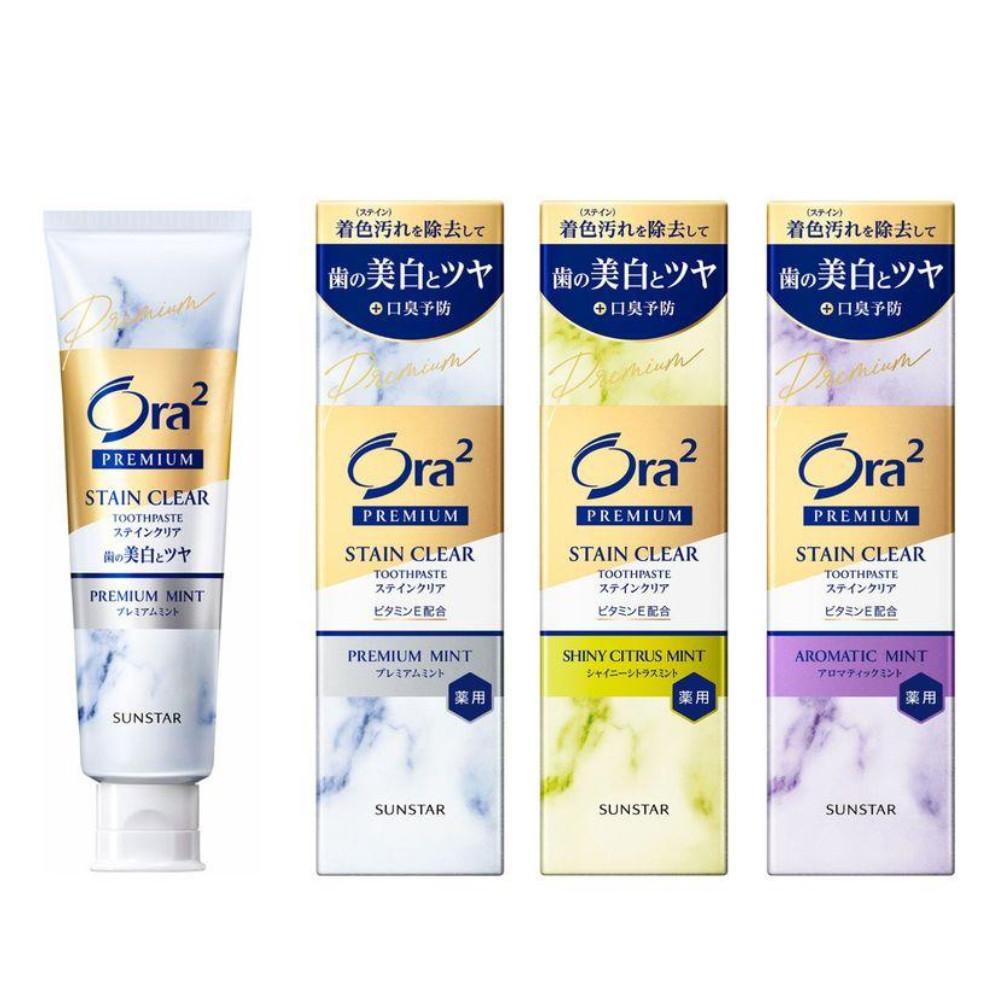 Sunstar Ora2 Premium Whitening Toothpaste Stain Clear Paste Premium Mint  Shiny Citrus Mint   Aromatic Mint 100g