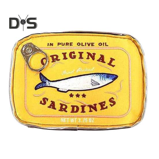 Canned Sardines Makeup Bag Large Capacity Zipper Closure Exquisite Embroidery Patterns Portable Travel Toiletry Bag Cosmetic Organizer