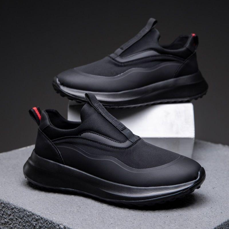 Large size men's casual shoes men's shoes one-pedal lazy shoes black soft-soled sneakers