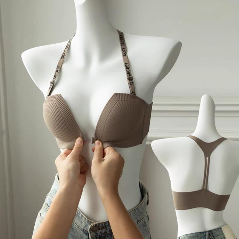 Women's Front Closure Push-Up Bra Sexy Underwear Seamless Push Up Bra Fashion T Back Brassiere Ladies Lingerie