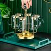 Naijiang 6-Piece Light Luxury Glass Cup Set with Gold Holder
