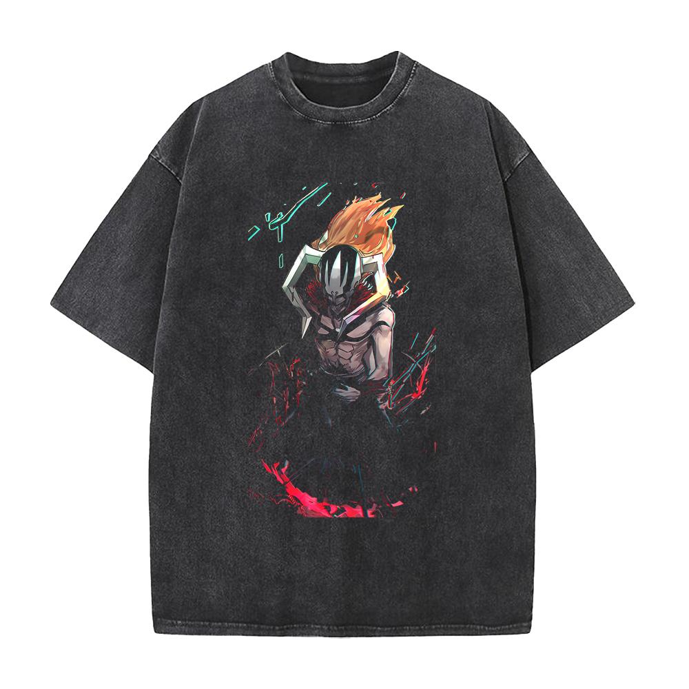 

BLEACH Kurosaki Ichigo Anime Printed Tee Men Women Washed Cotton T-shirts Manga Vintage T Shirt Harajuku Male Oversized Tshirt XXL чорний