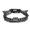 2-piece Set European and American Micro-inlaid Zircon Square Crown Stainless Steel Beaded Pineapple Bead Men's Bracelet Set