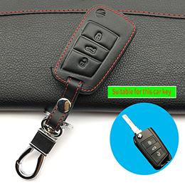 Genuine Leather Remote Control Car Key Cover Skin Case For Volkswagen Vw Touareg 3 Buttons Smart Key Protect Shell