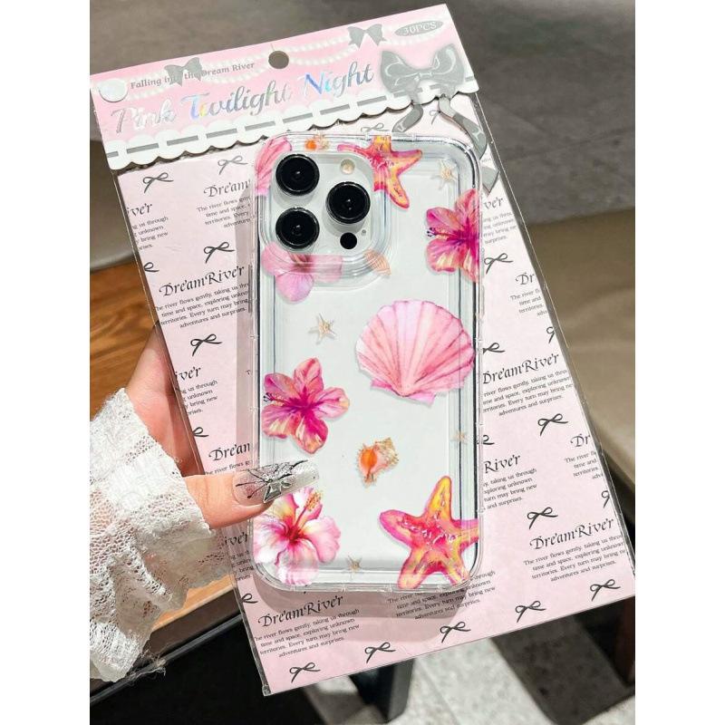 Shell starfish flower applies to Apple 15 mobile phone case iPhone14promax transparent 13 girl 16 airbag 12 burst