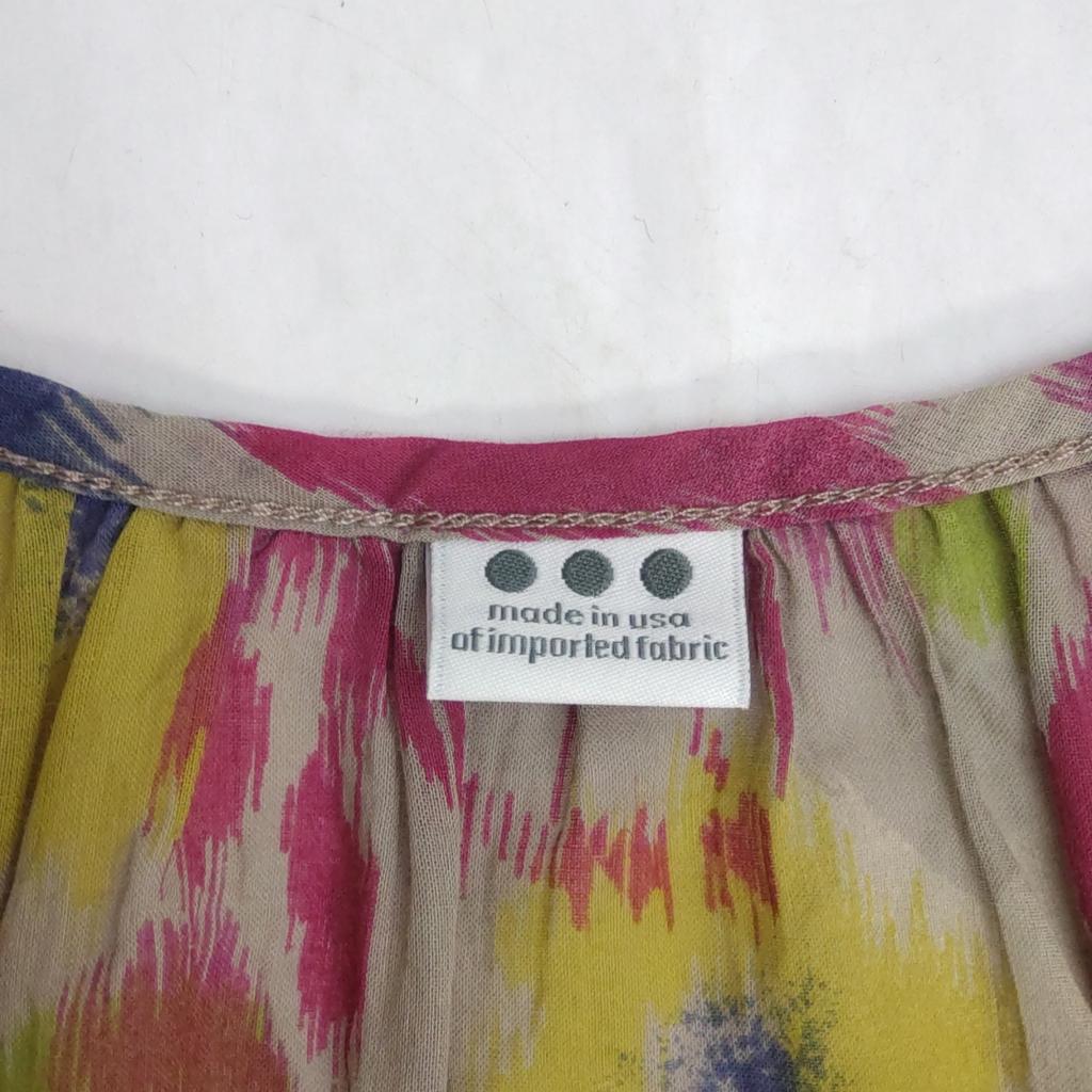 Excellent Condition USA three dots 3/4 Sleeve Dress XS Women Knee-Length Multicolor Sheer(USED)