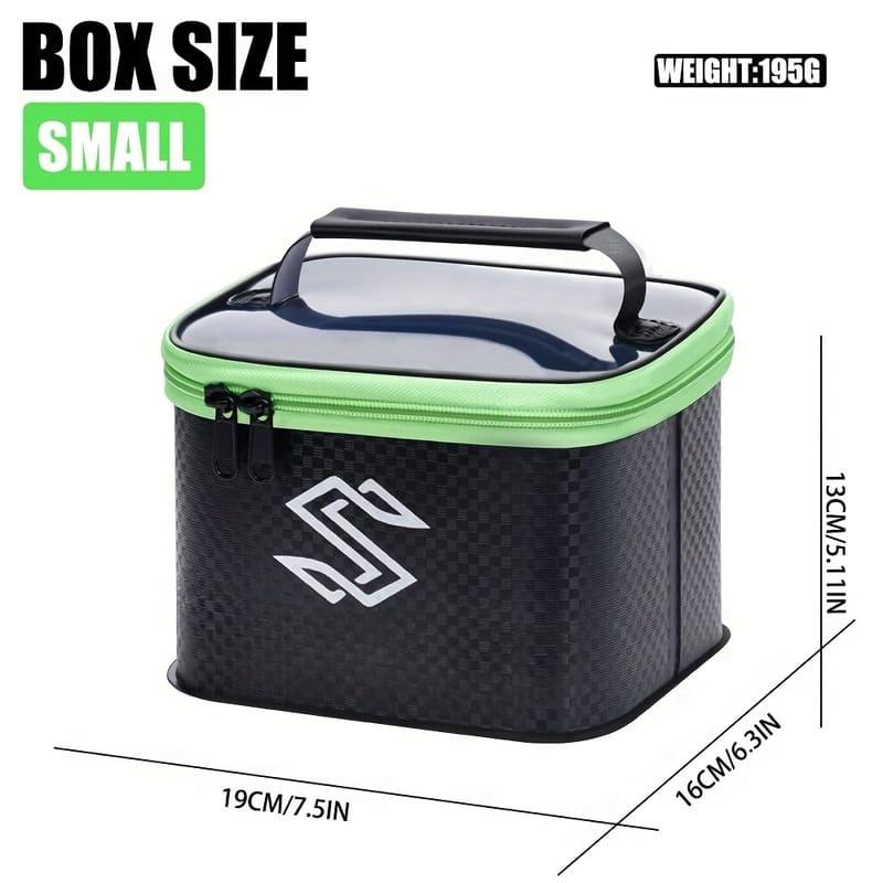 EVA Tackle Box Durable Waterproof Tackle Storage Box Carbon Fiber Pattern Contains Live Fish Bucket and Line Float Suitable for All Anglers