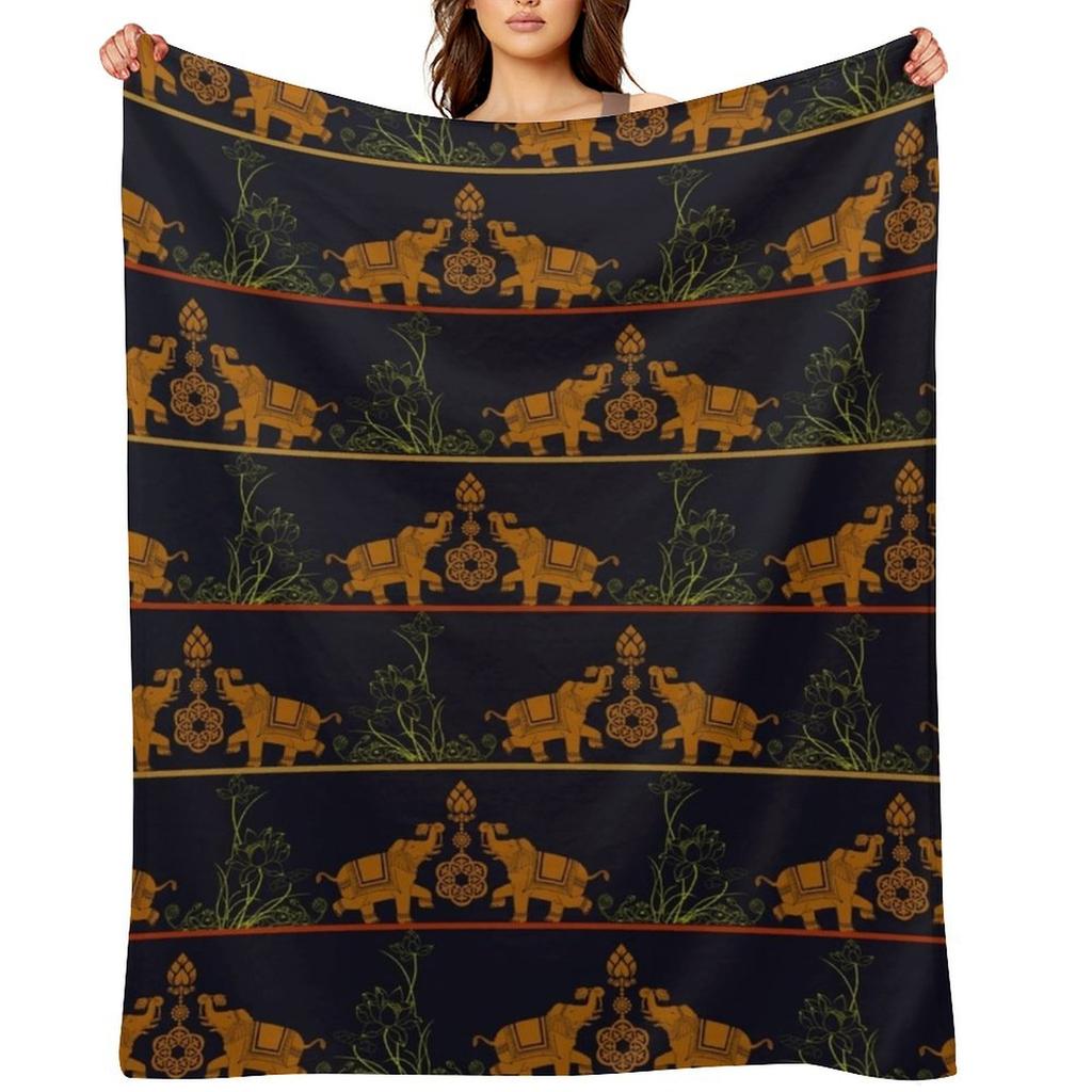 Rajasthani Elephant Print Throw Blanket Wednesday Personalized Gift Custom Sleeping Bag Blankets