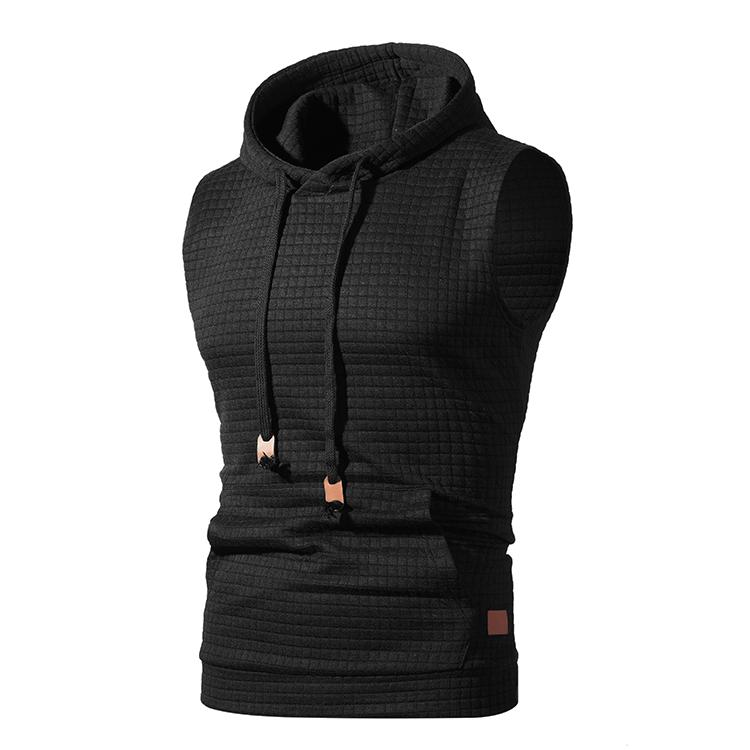 

Men s Jacquard Hooded Sweatshirt Sleeveless Solid Color Knitted Hooded Sweatshirt Pullover Vest Men s Clothing XXXXL чорний