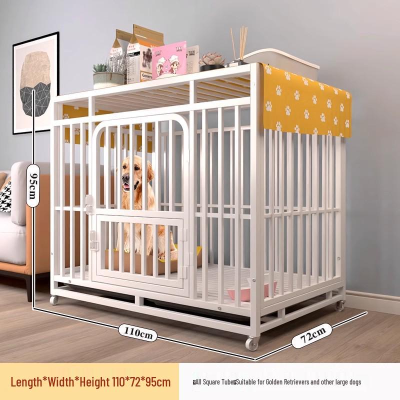 Medium & Large Dog Indoor Kennel with Full Square Tube Design and Built-in Toilet