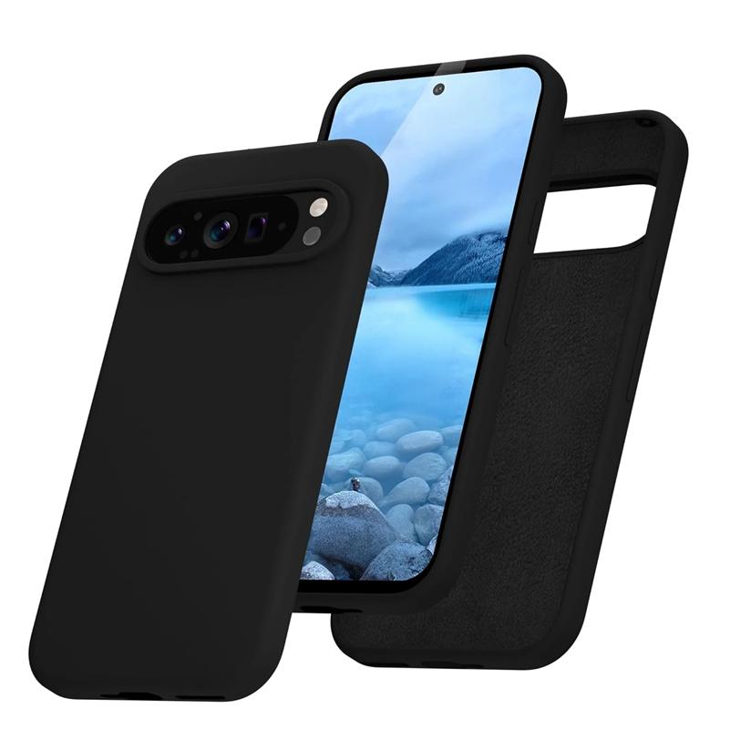 

Розкішний рідкий силіконовий м який тонкий чохол для Google Pixel 9 Pro XL 8 7 6 5 7A 8A 6A 5A з матовим покриттям, однотонний, протиударний чохол For Google 5 чорний